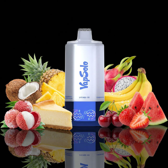 VapSolo 180K 6in1 Sixer – Lychee Ice & Cheesecake & Pina Colada & Mixed Berry & Dragonfruit, Banana, Cherry & Strawberry Watermelon 2%