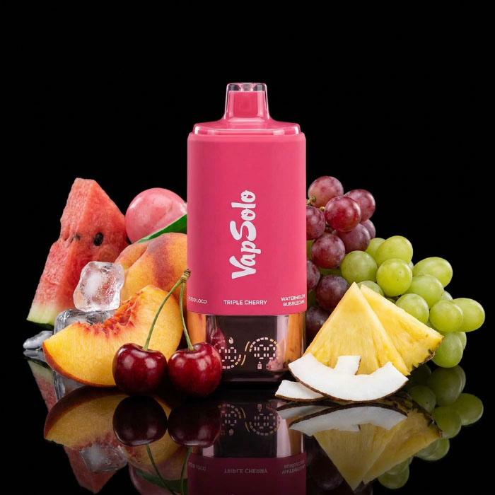 VapSolo 180K 6in1 Sixer – Triple Cherry & Watermelon Bubblegum & Juicy Peach Ice & Grapefruit Refresher & Love 66 & Coco Loco 2%